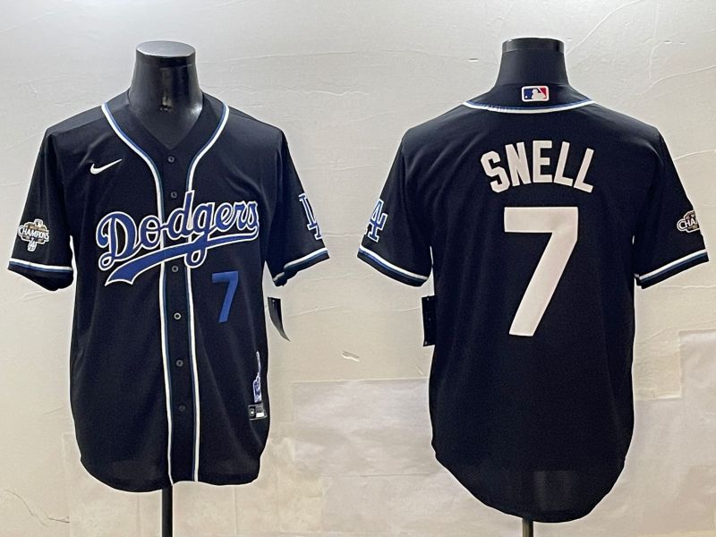 Men Los Angeles Dodgers #7 Snell Black Fashion Game 2025 Nike MLB Jersey style 3067